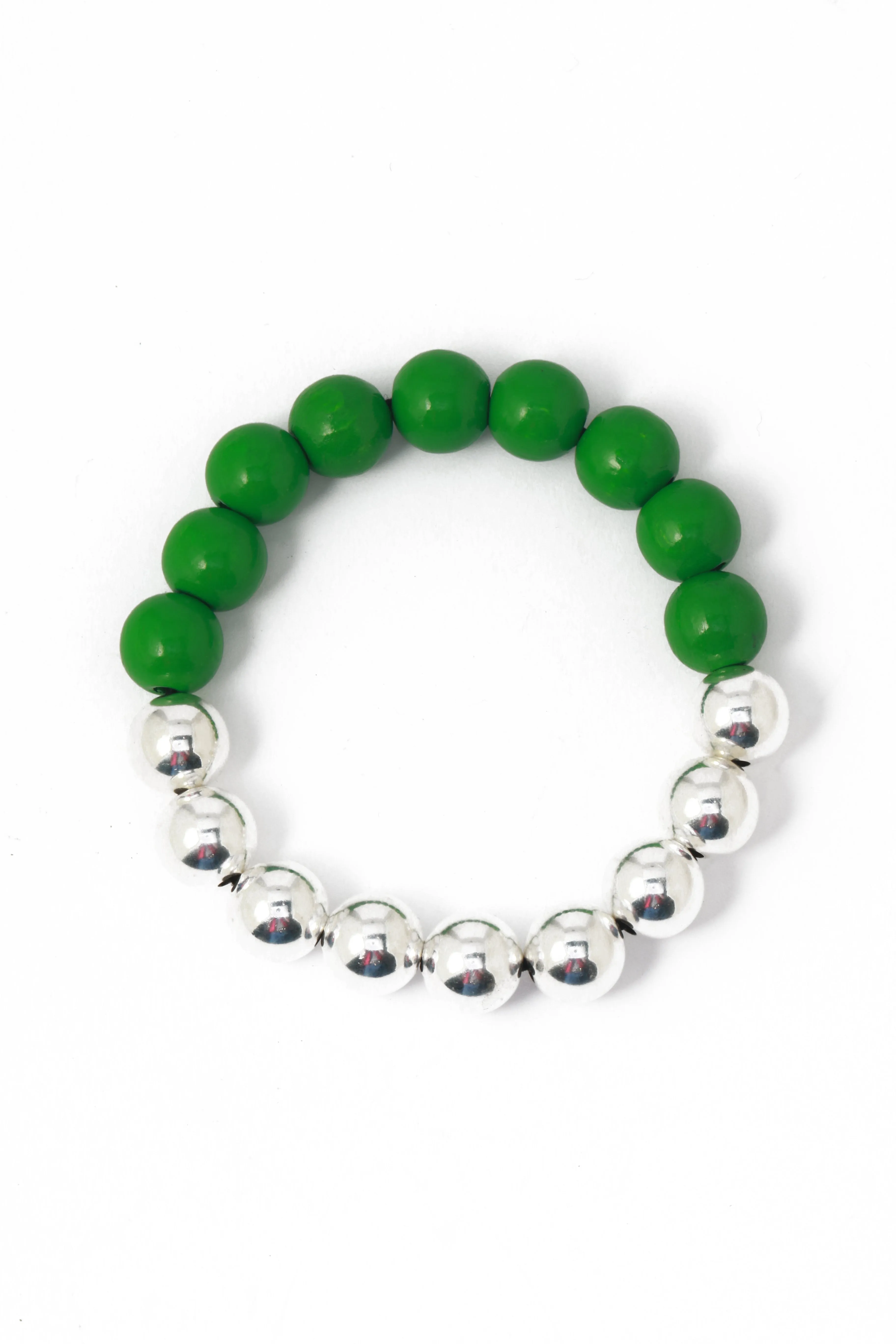 Perlen Silver/Wood Bracelet in Green by Ina Seifart sold by Melissa Joy Manning