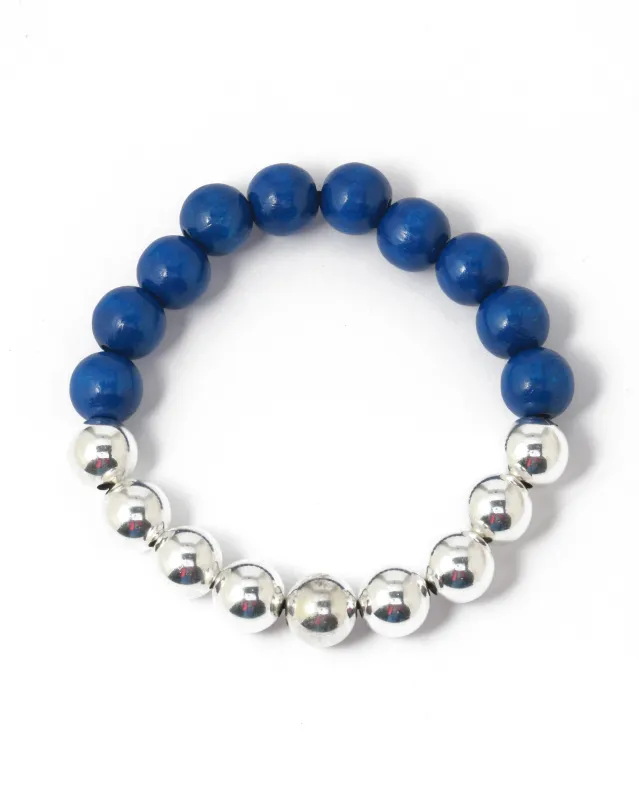Perlen Silver/Wood Bracelet in Blue by Ina Seifart made by Ina.seifart
