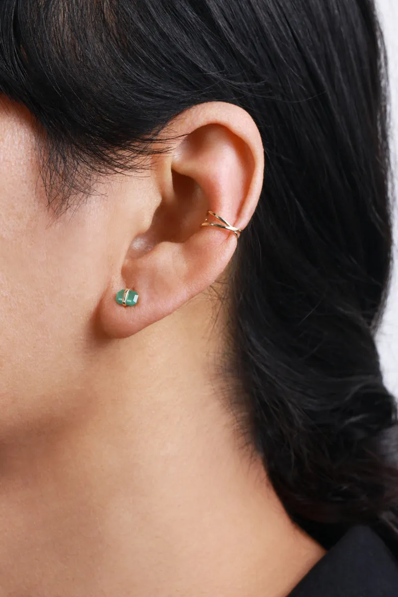 Bezel Wrapped Zambian Emerald Stud (half pair) sold by Melissa Joy Manning product image thumbnail 2