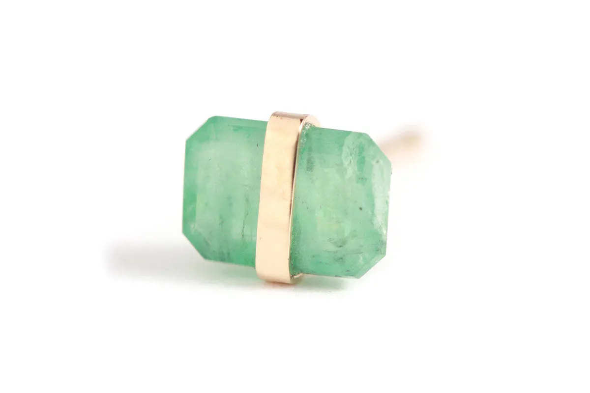Bezel Wrapped Zambian Emerald Stud (half pair) sold by Melissa Joy Manning