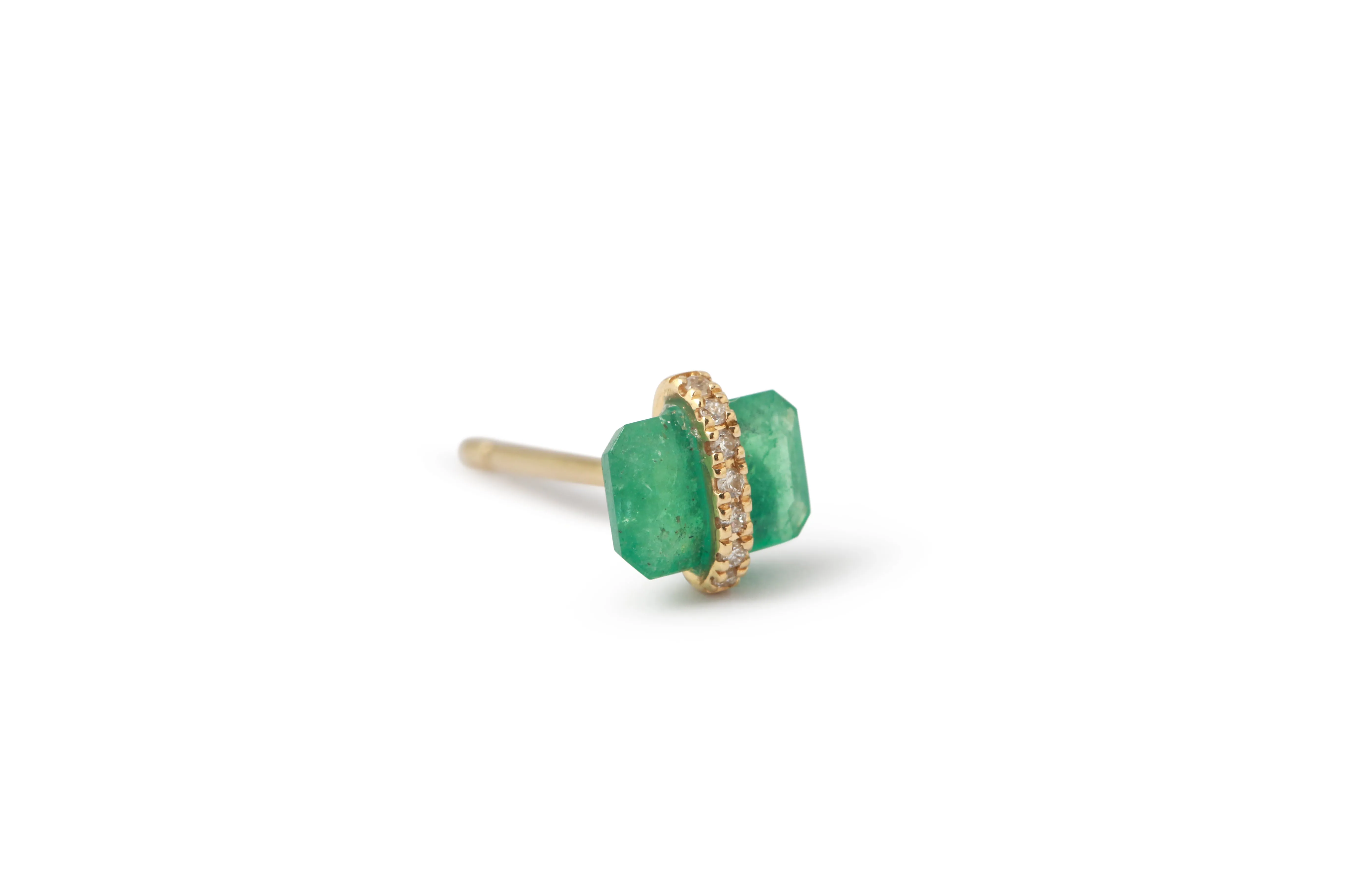 Micropave Bezel Wrapped Emerald Earring (half pair) sold by Melissa Joy Manning product image thumbnail 3
