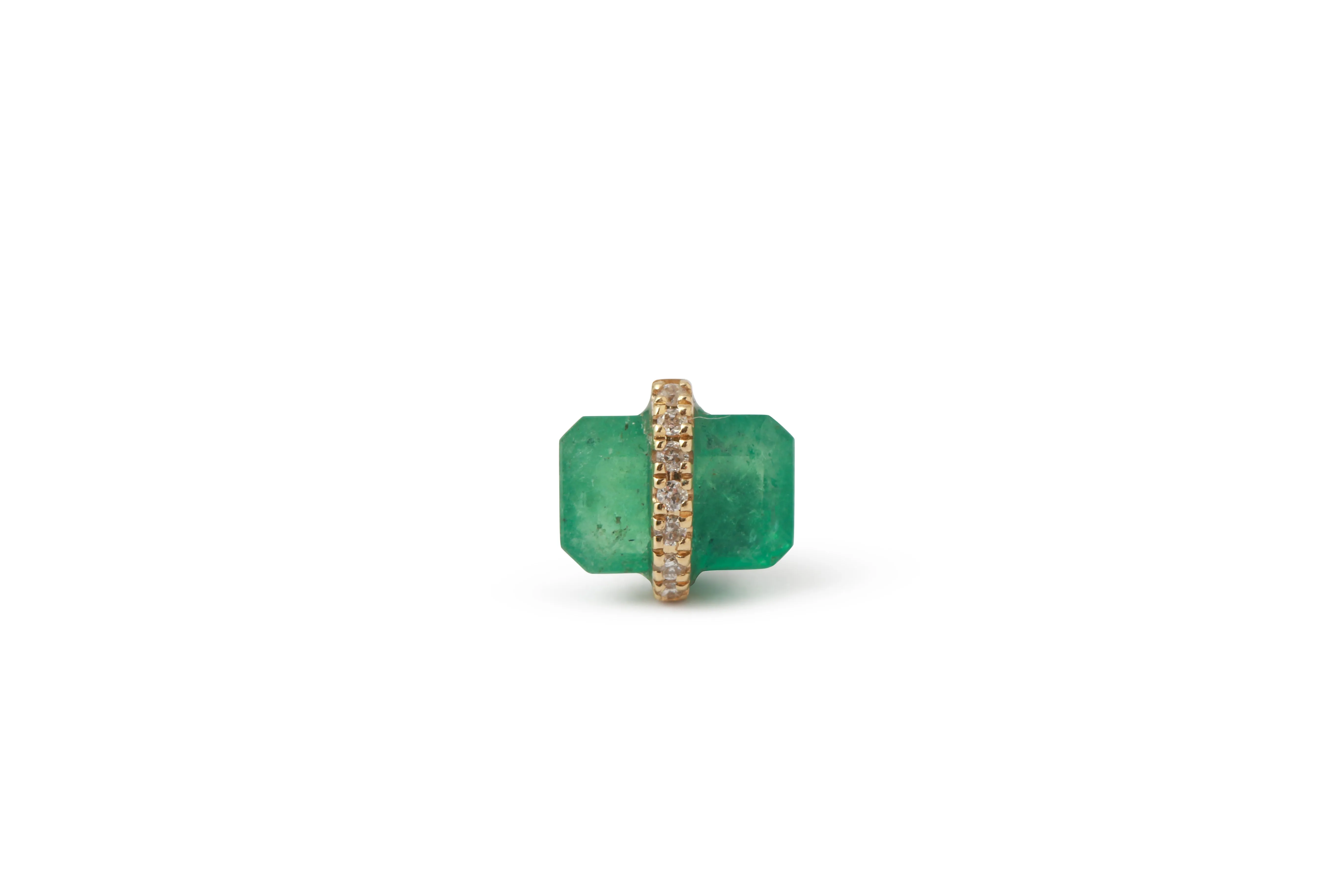 Micropave Bezel Wrapped Emerald Earring (half pair) sold by Melissa Joy Manning