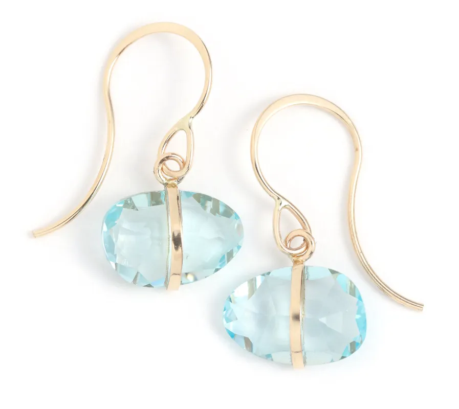 Bezel Wrapped Blue Topaz Drop Earrings sold by Melissa Joy Manning