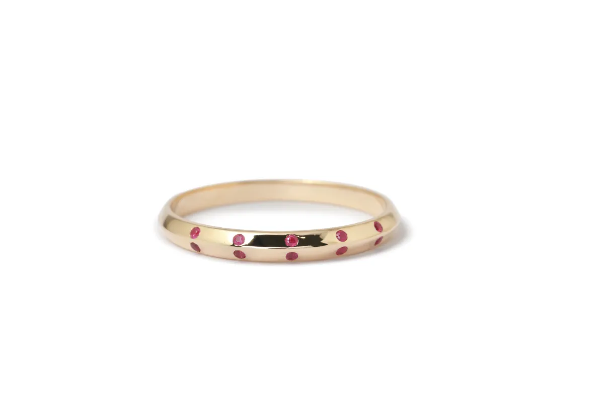 Ruby Double Side Flush Set Stacking Ring sold by Melissa Joy Manning