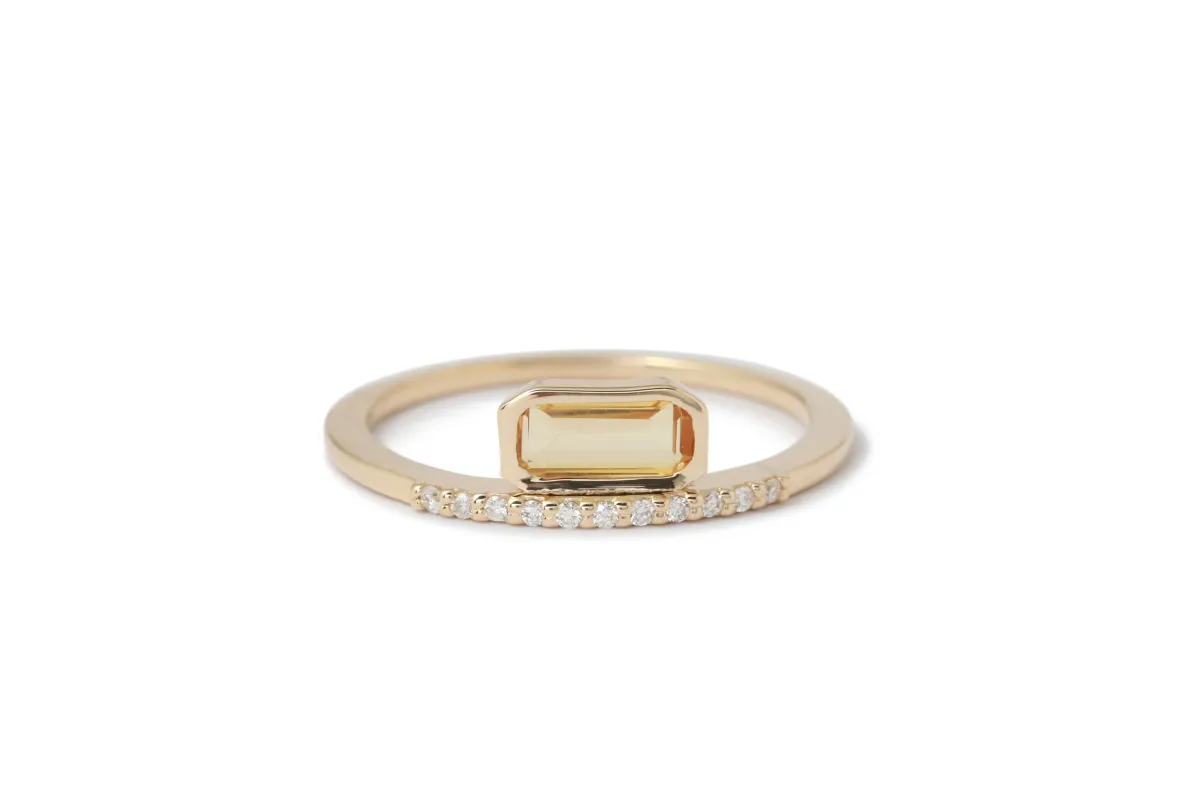 Citrine Micropave Diamond Cityscape Stacking Ring sold by Melissa Joy Manning