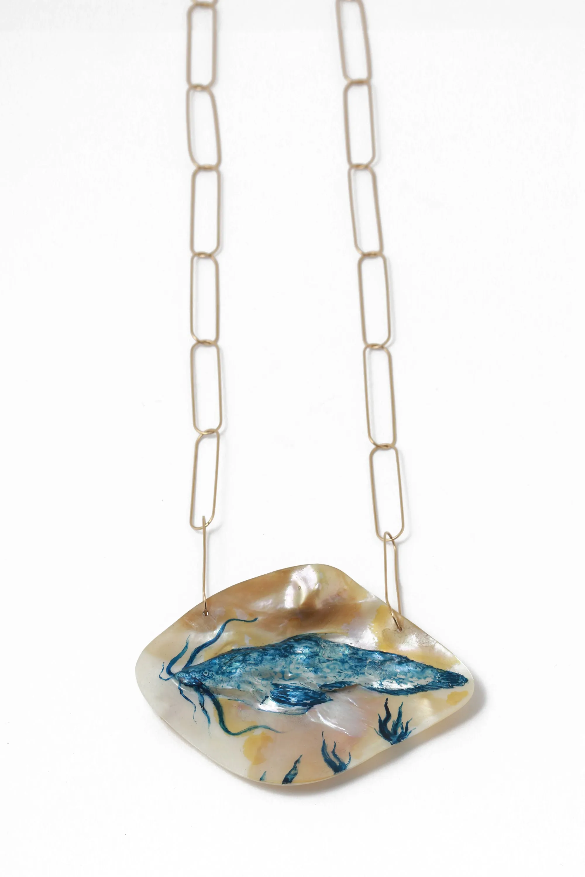 MJM x Alyssa Goodman Hand-painted Pearl Koi Necklace sold by Melissa Joy Manning