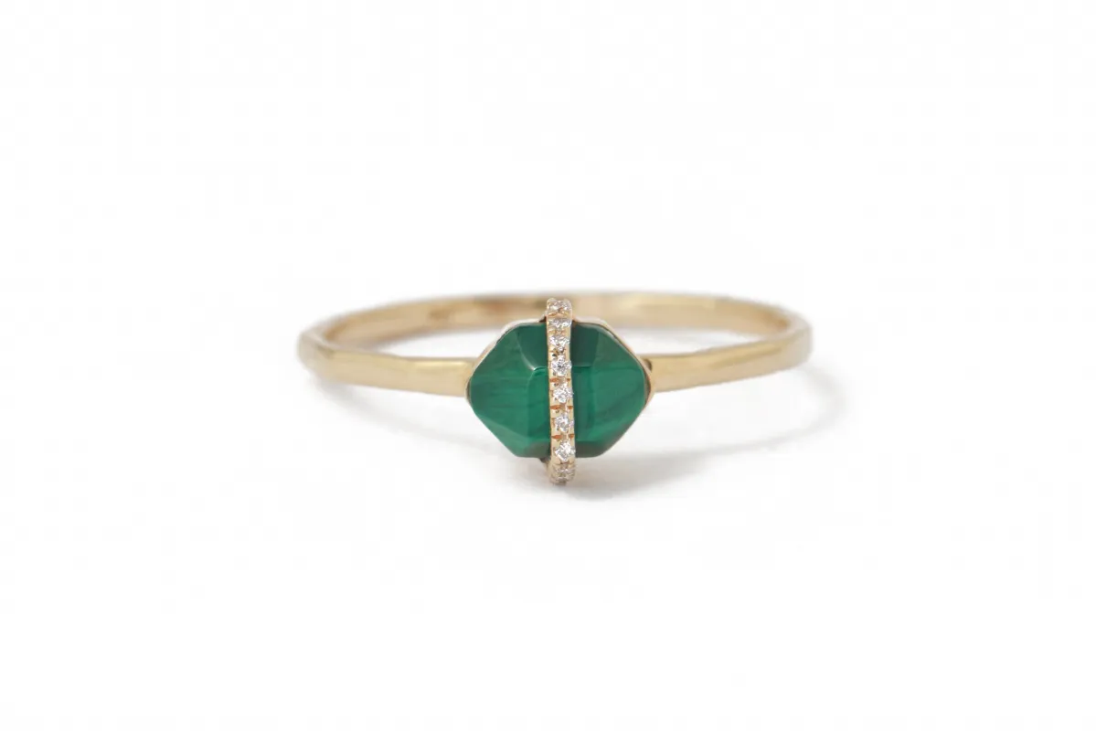 Micropave Bezel Wrapped Herkimer cut Malachite Ring sold by Melissa Joy Manning