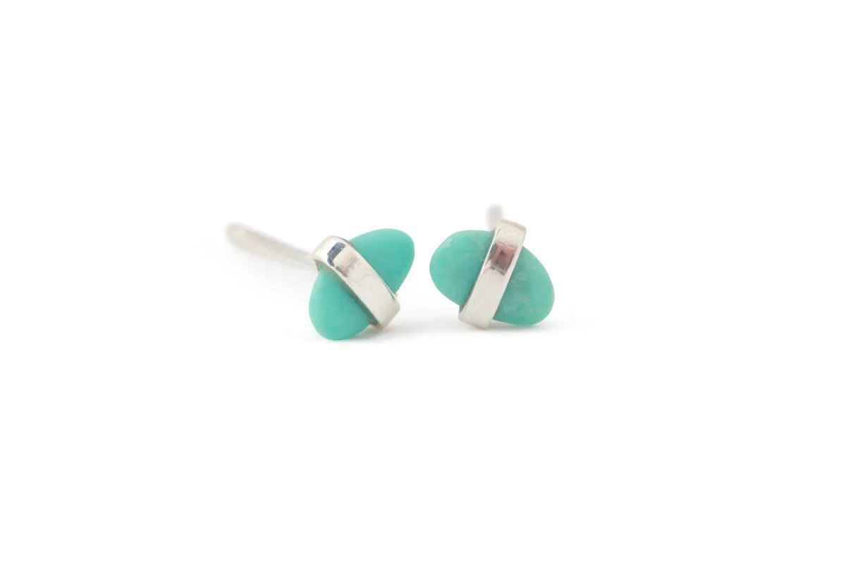Small Bezel Wrapped Freeform Turquoise Stud Earrings sold by Melissa Joy Manning