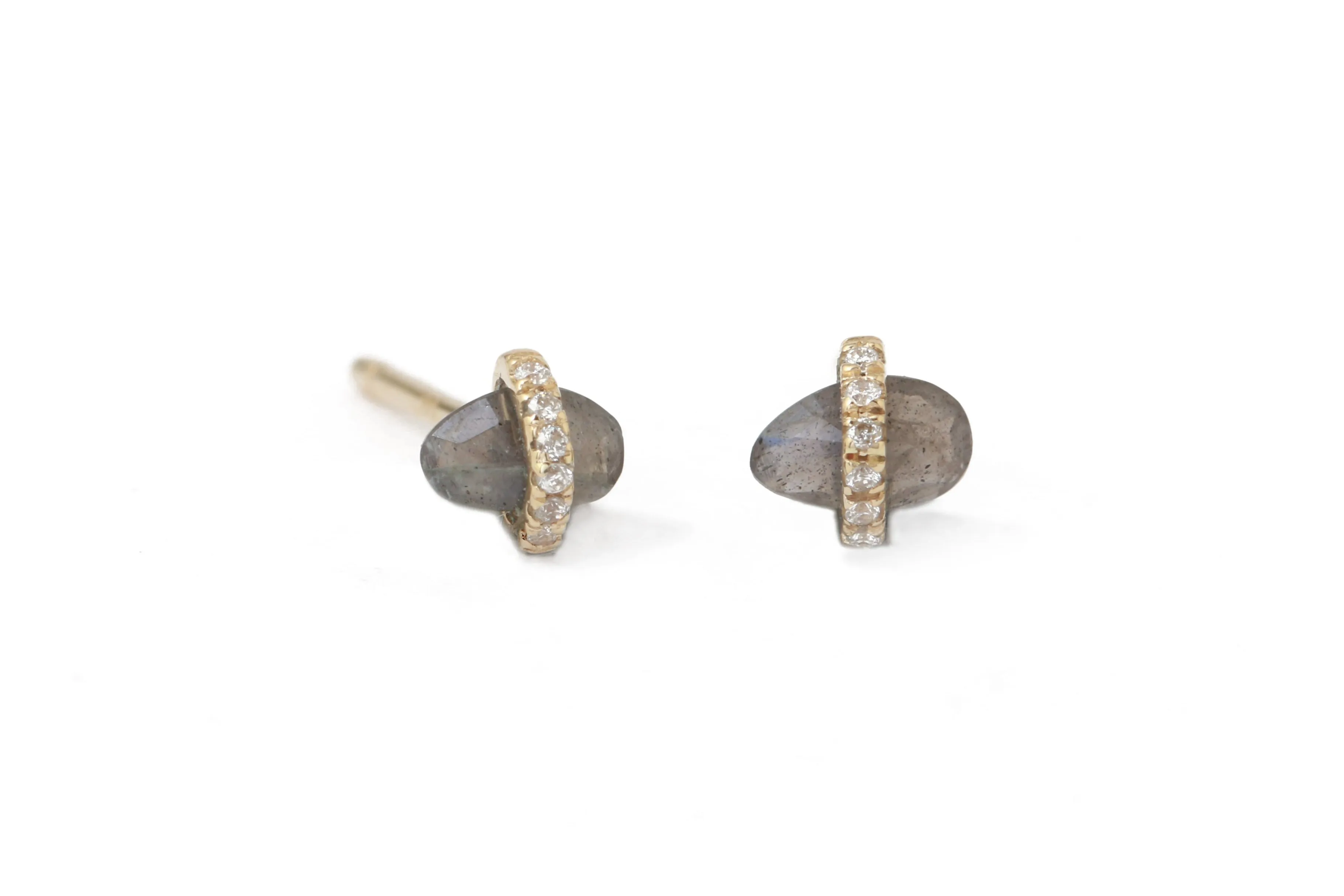 Micropave Bezel Wrapped Labradorite Stud Earrings sold by Melissa Joy Manning