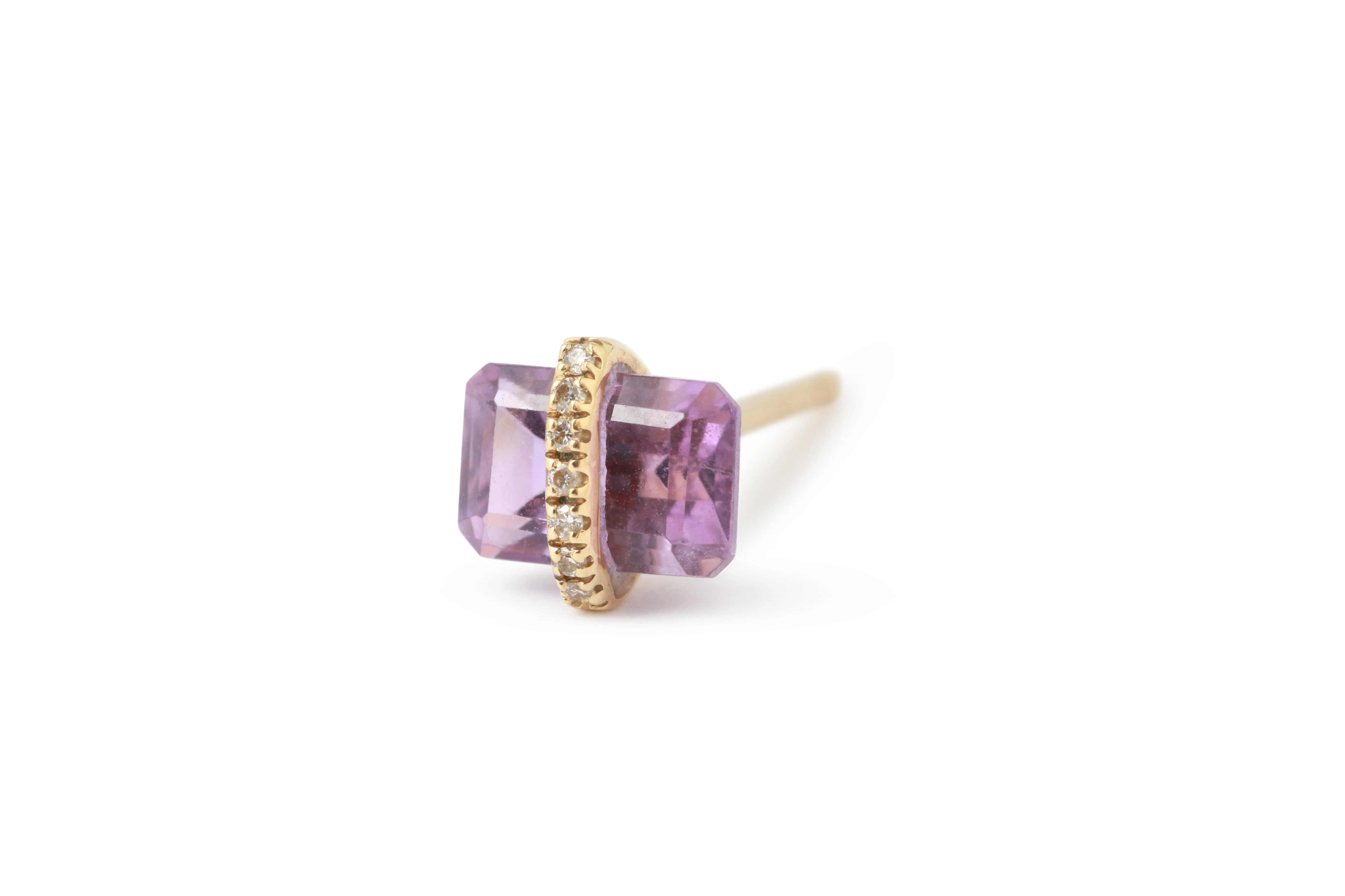 Micropave Bezel Wrapped Amethyst Stud (half pair) sold by Melissa Joy Manning product image thumbnail 2