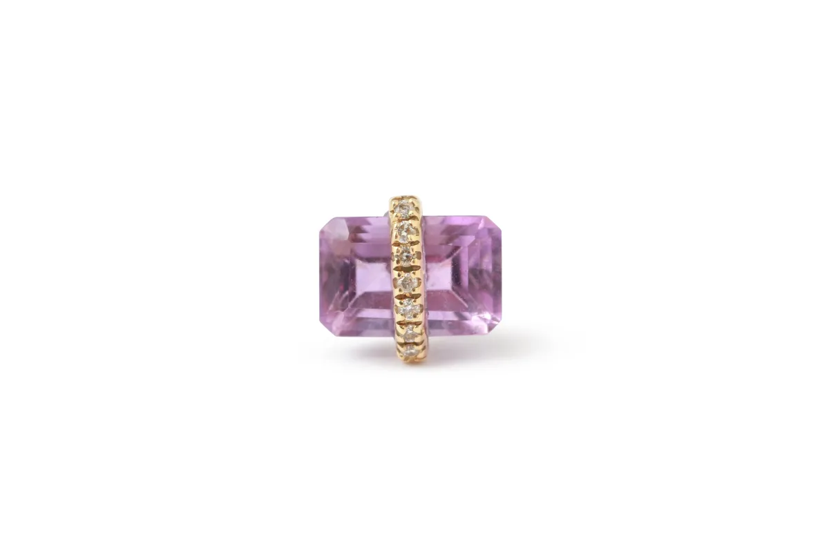 Micropave Bezel Wrapped Amethyst Stud (half pair) made by Melissa Joy Manning