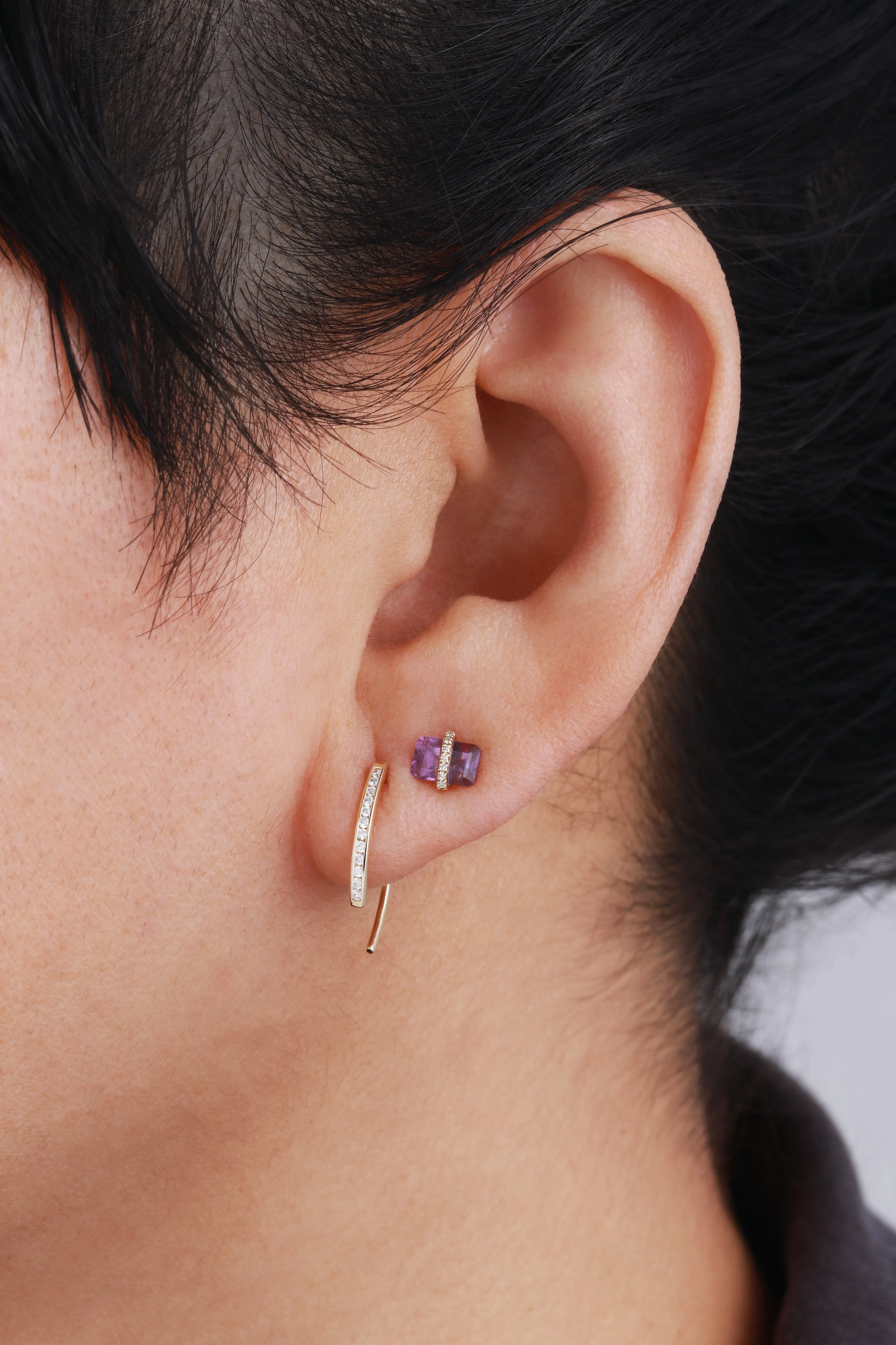 Micropave Bezel Wrapped Amethyst Stud (half pair) sold by Melissa Joy Manning product image thumbnail 3