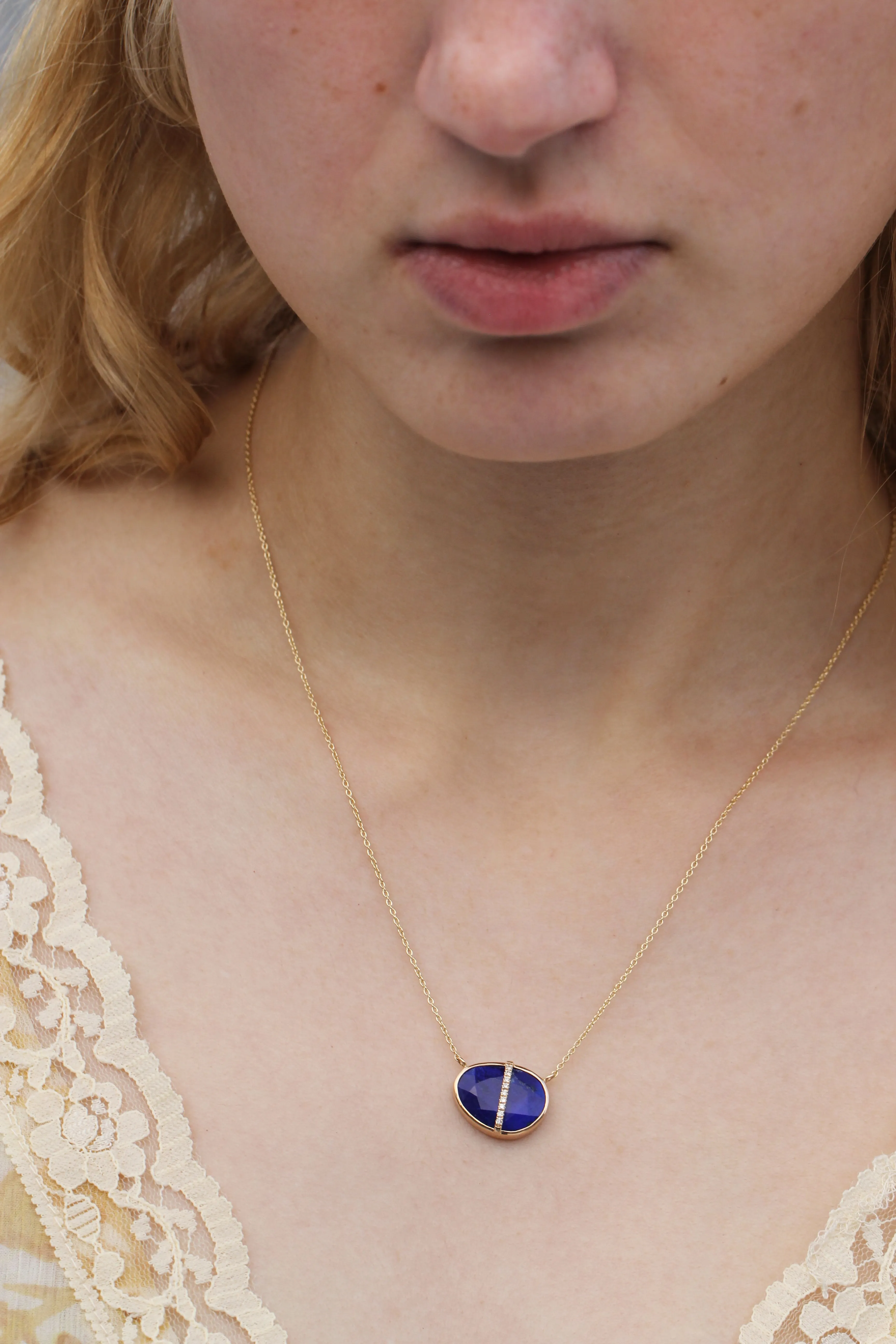 Diamond Bezel Wrapped Blue Topaz Pendant Necklace sold by Melissa Joy Manning product image thumbnail 2