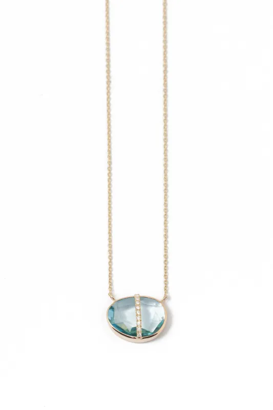 Diamond Bezel Wrapped Blue Topaz Pendant Necklace sold by Melissa Joy Manning