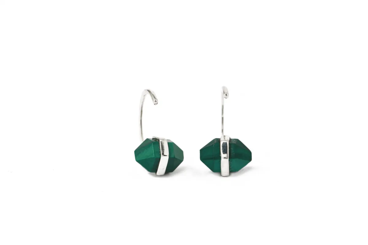 Herkimer Cut Malachite Hug Earrings sold by Melissa Joy Manning