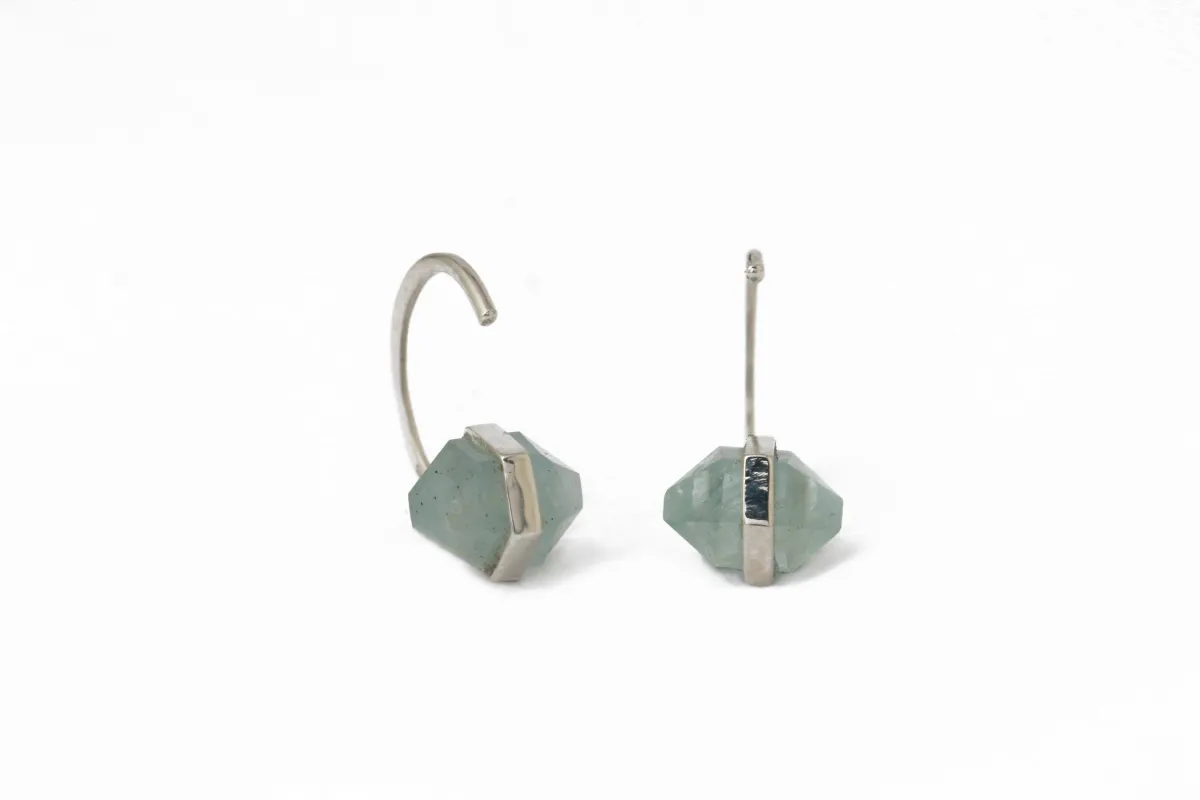 Herkimer Cut Aquamarine Hug Earrings sold by Melissa Joy Manning