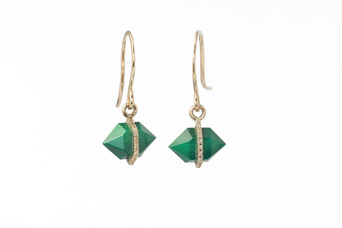 Micropave Herkimer cut Malachite Drop Earrings sold by Melissa Joy Manning
