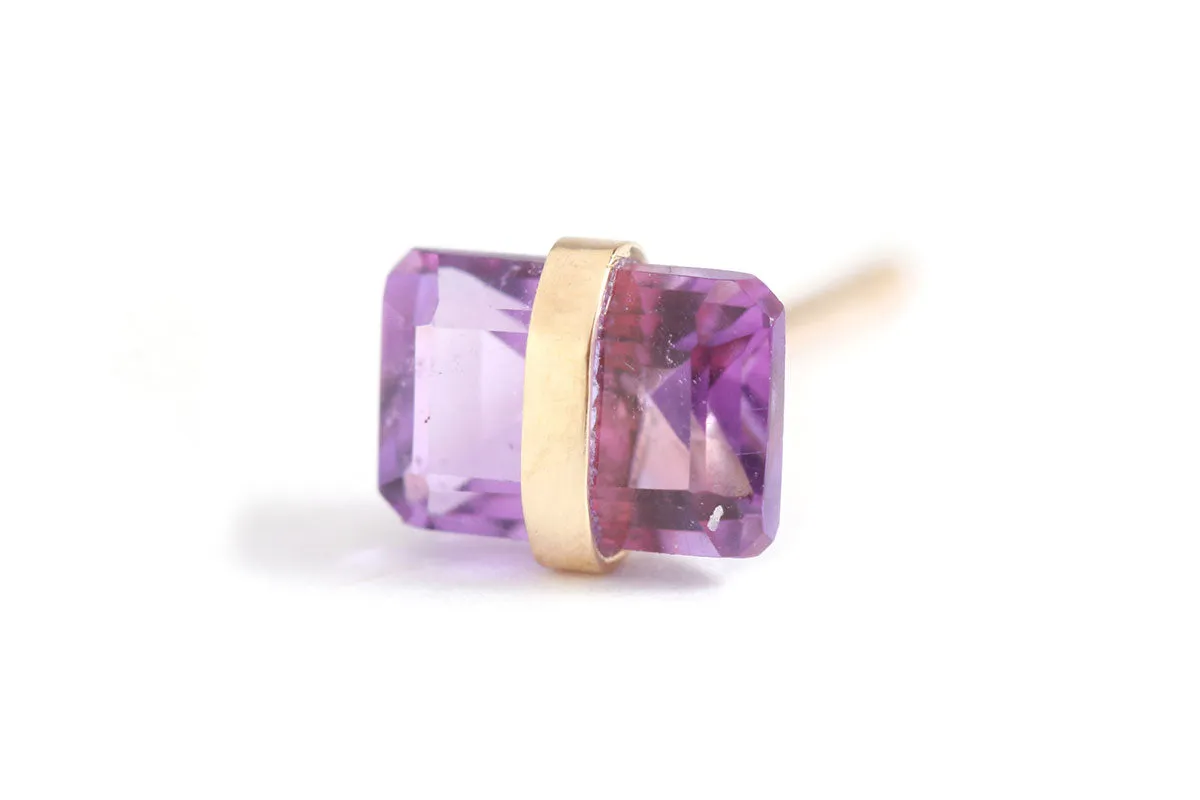 Bezel Wrapped Amethyst Stud (half pair) sold by Melissa Joy Manning