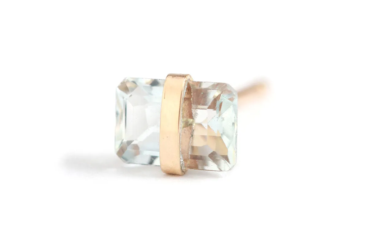 Bezel Wrapped Aquamarine Stud (half pair) sold by Melissa Joy Manning