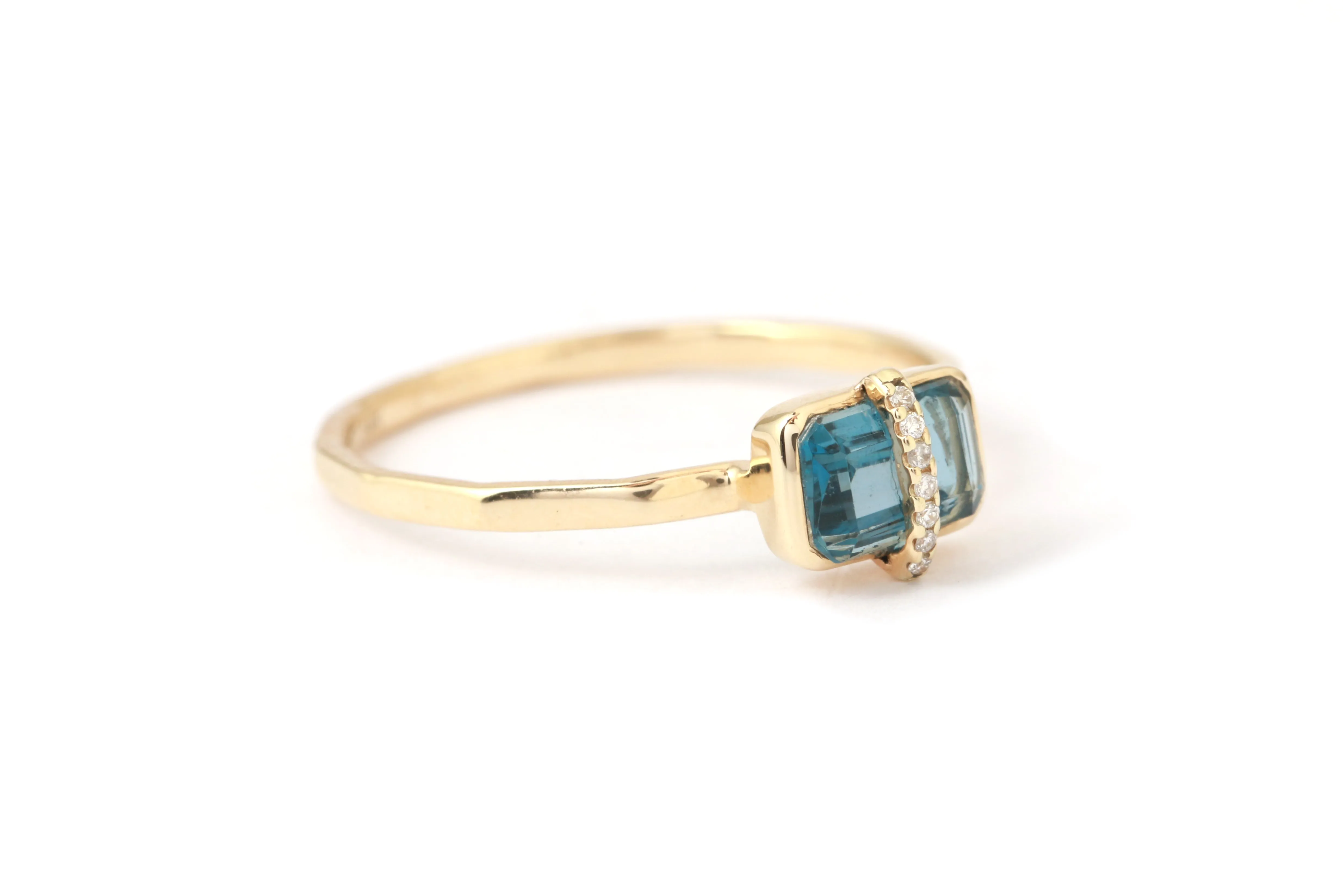 Micropave Bezel Wrapped Emerald Cut Blue Topaz Ring sold by Melissa Joy Manning product image thumbnail 3