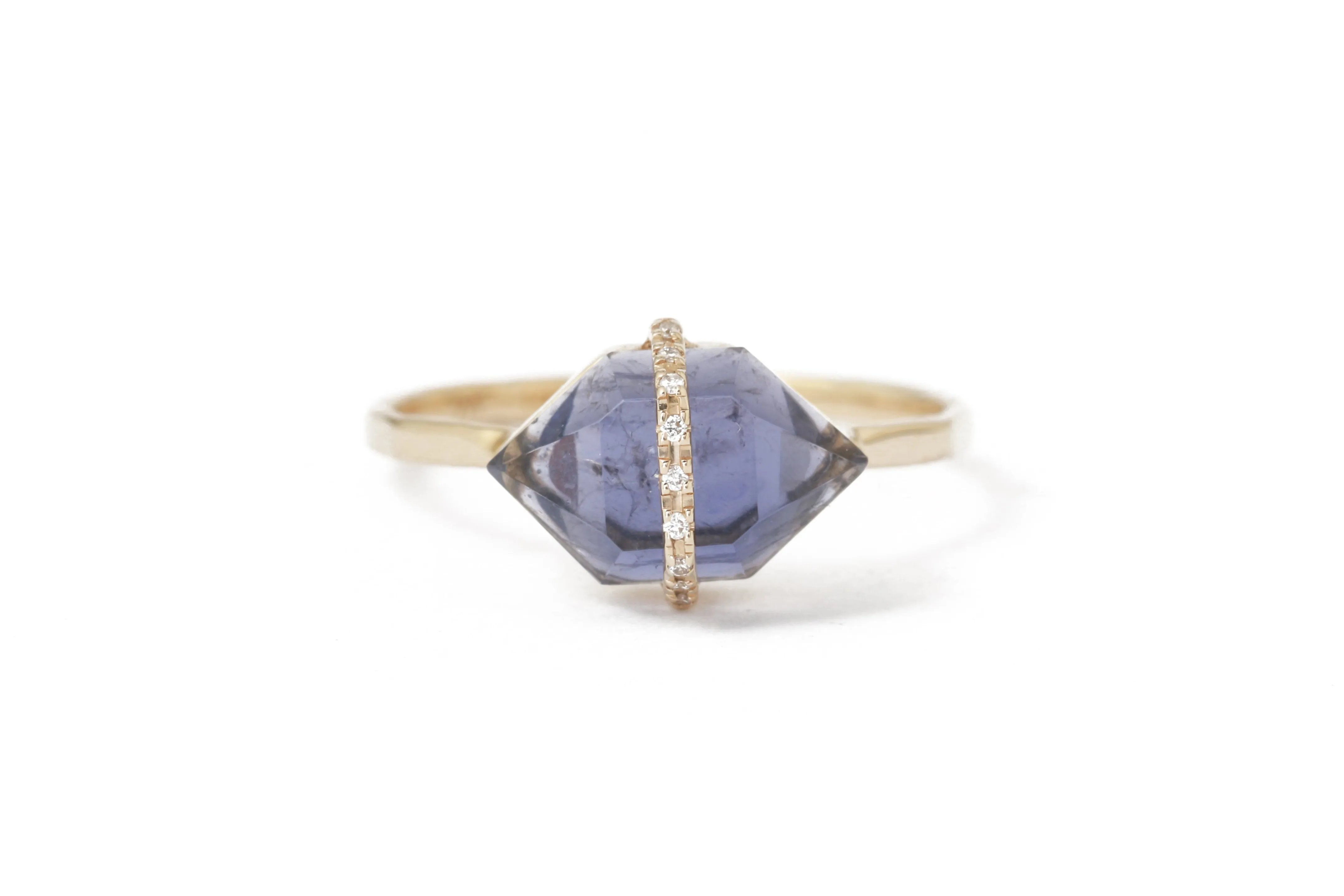 Micropave Bezel Wrapped Herkimer cut Iolite Ring sold by Melissa Joy Manning