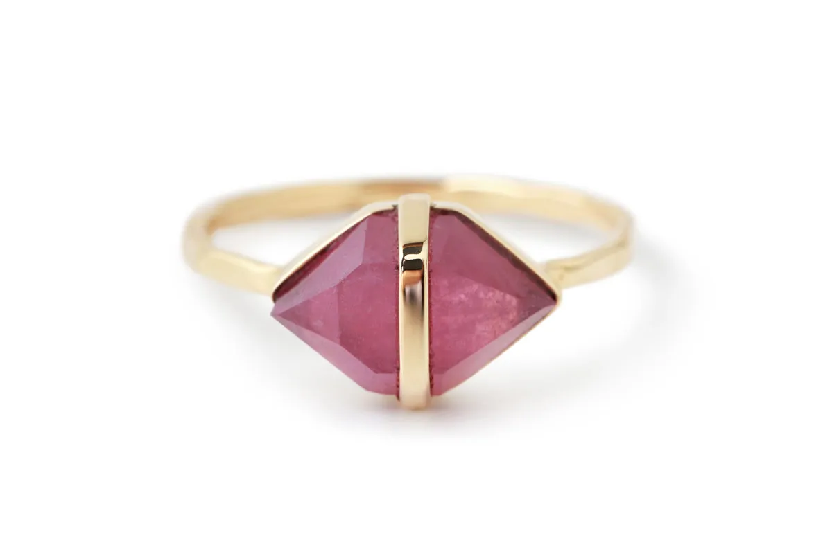 Large Bezel-Wrapped Herkimer Cut Ruby Ring sold by Melissa Joy Manning