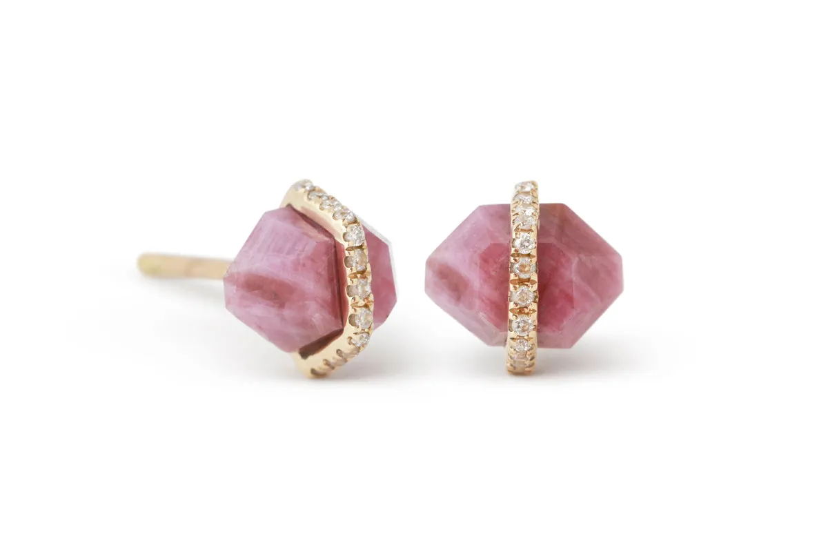 Diamond Wrapped Herkimer Cut Ruby Stud Earrings sold by Melissa Joy Manning