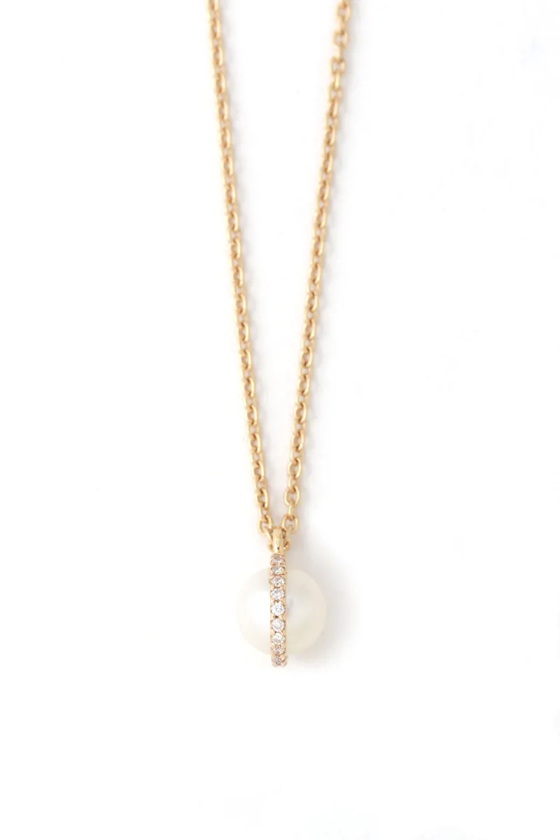 Micropave Bezel Wrapped Pearl Necklace sold by Melissa Joy Manning