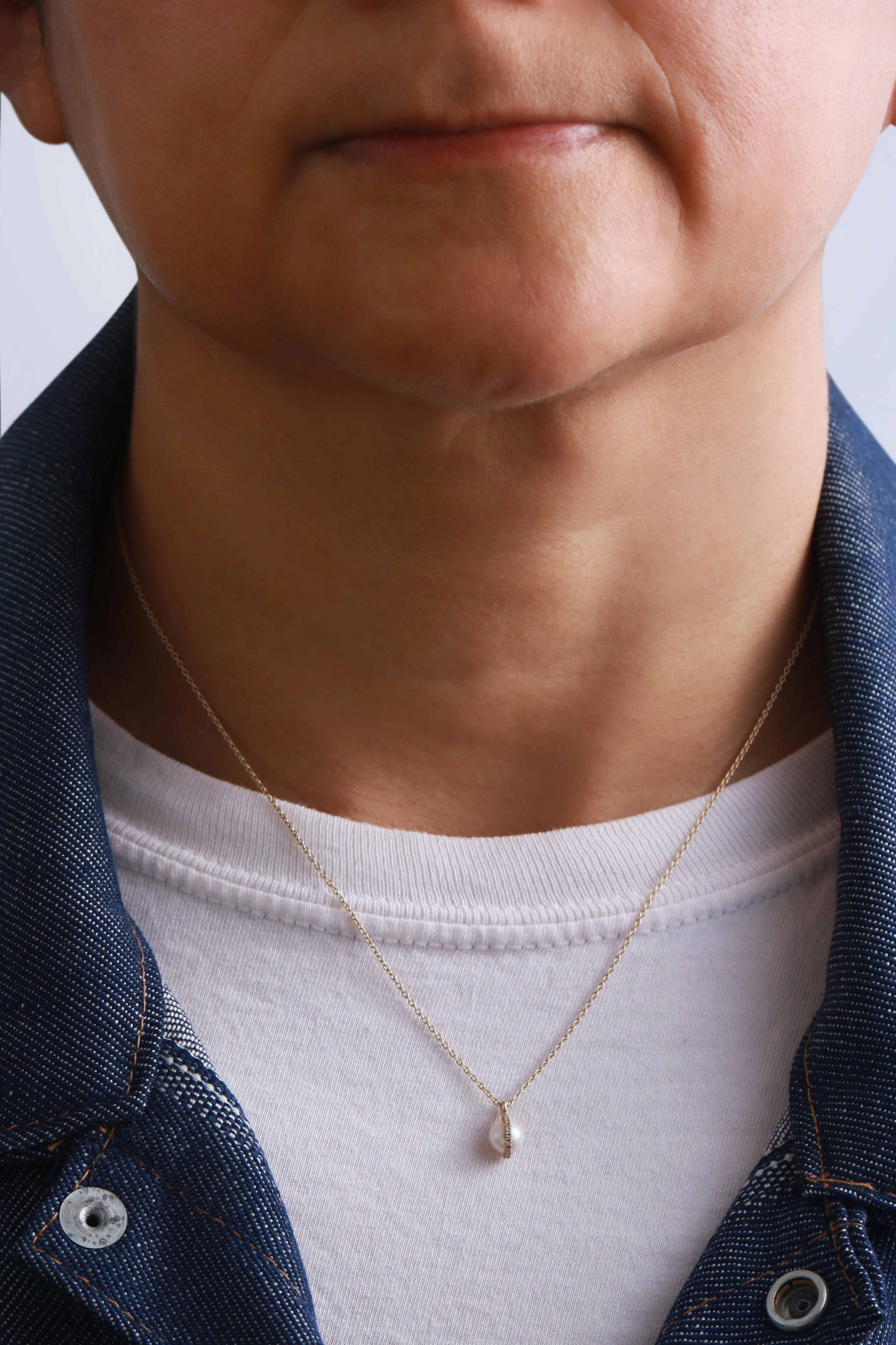 Micropave Bezel Wrapped Pearl Necklace sold by Melissa Joy Manning product image thumbnail 2