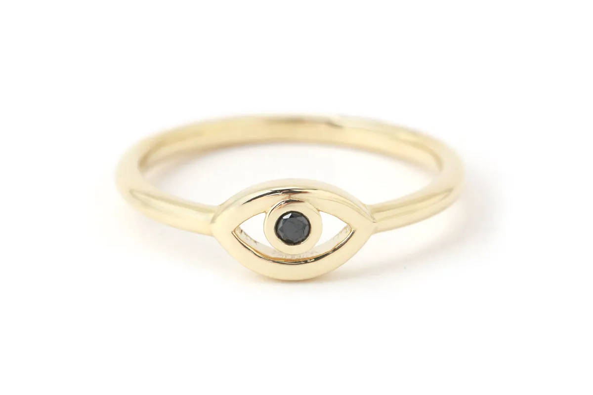 Small Black Diamond Eye Ring made by Melissa Joy Manning