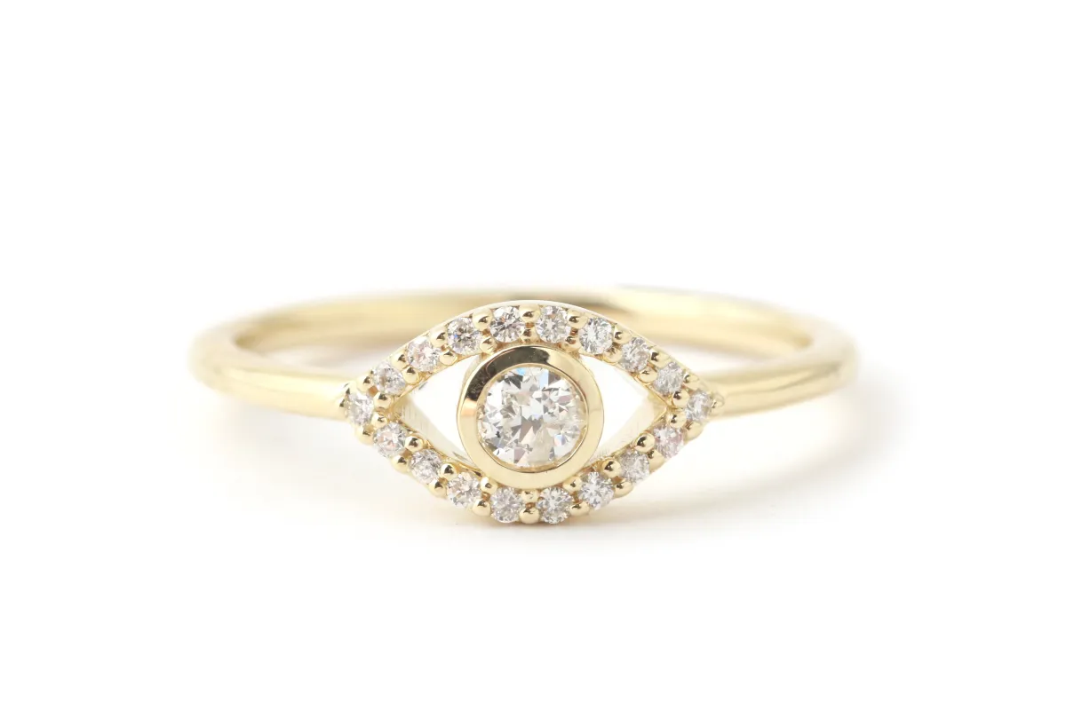 Pave White Diamond Eye Ring made by Melissa Joy Manning