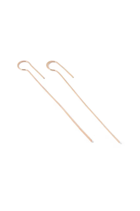 3.5 Inch Pink Gold Feather Hoop Earrings made by Melissa Joy Manning