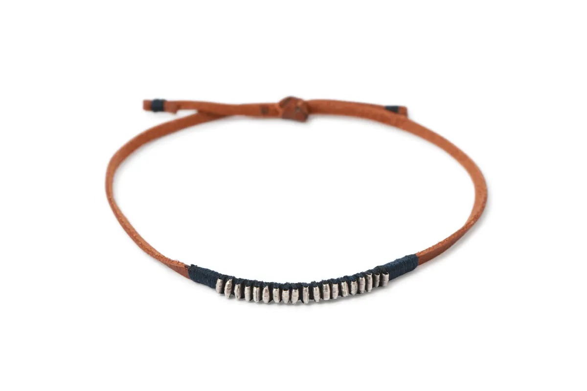 Leather Bracelet with Silver Beads by See Real Flowers sold by Melissa Joy Manning