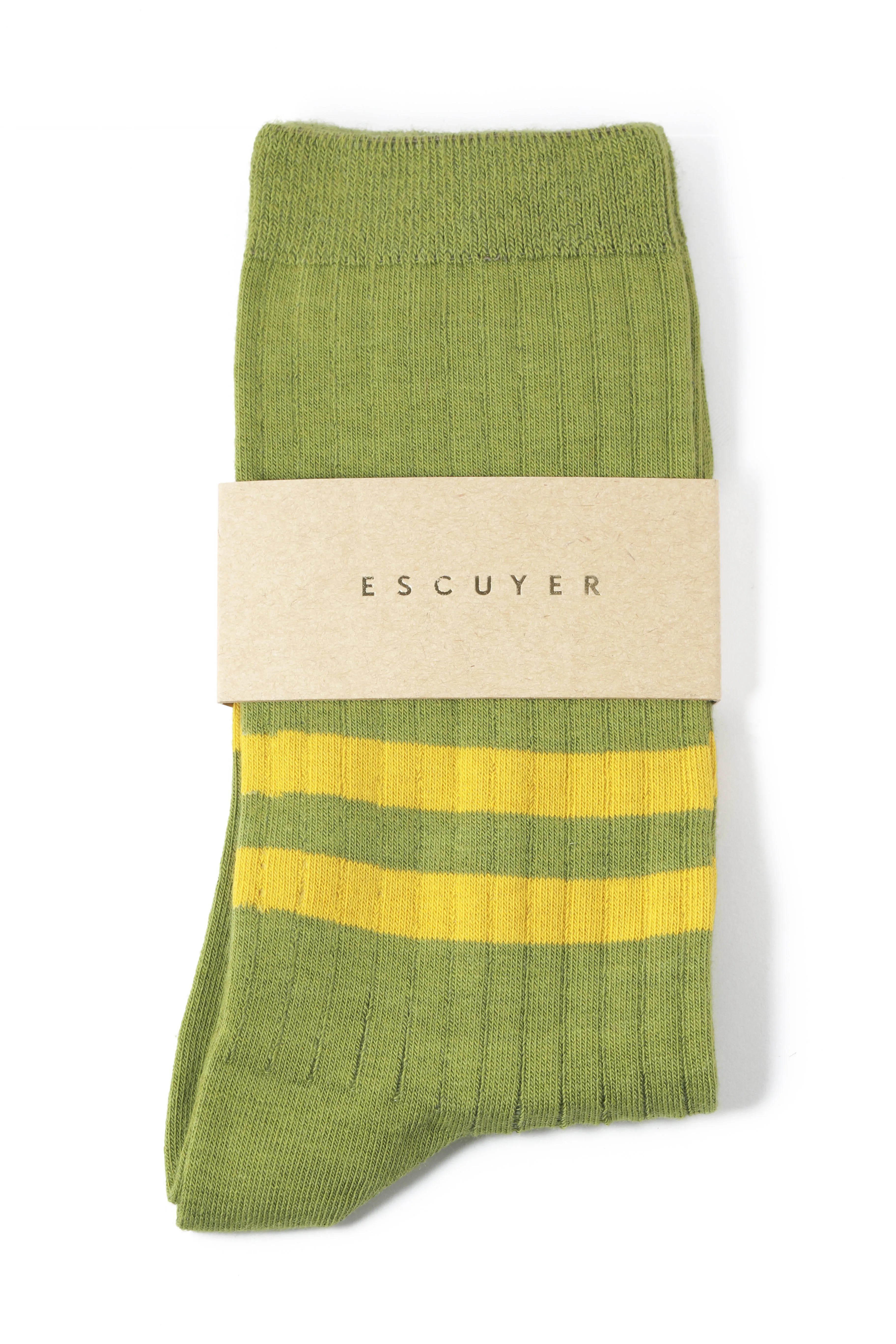 Yellow/Green Stripe Socks by Escuyer sold by Melissa Joy Manning