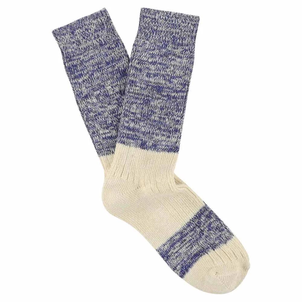 Men's Bright Blue/Ecru Melange Socks by Escuyer sold by Melissa Joy Manning