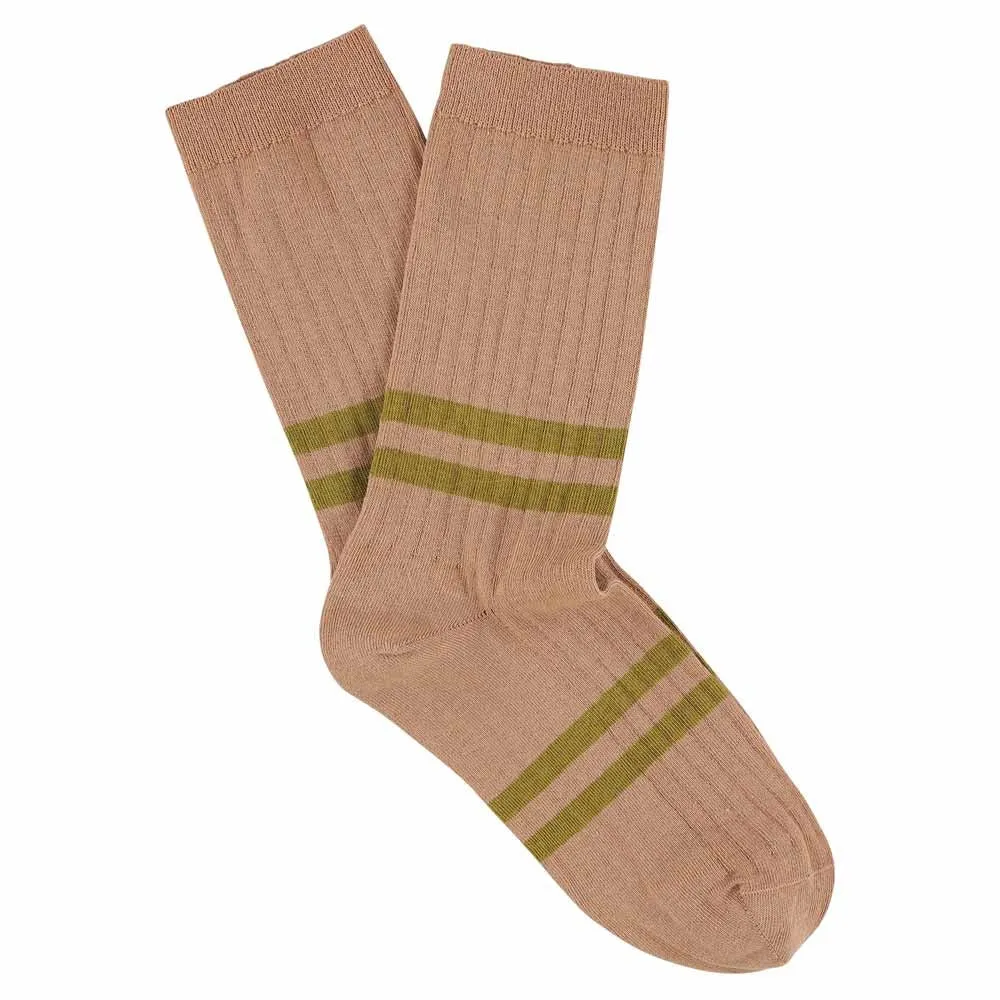 Pink/Gold Stripe Socks by Escuyer sold by Melissa Joy Manning