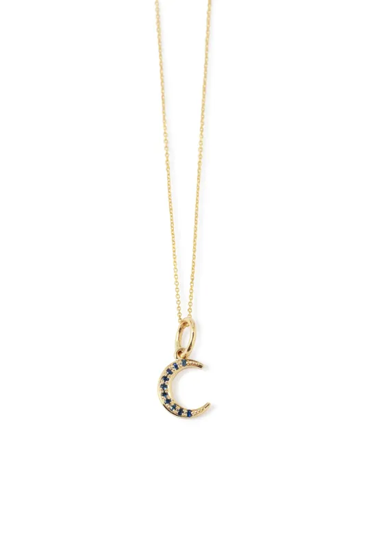Pavé Sapphire Crescent Moon Necklace by Talon sold by Melissa Joy Manning
