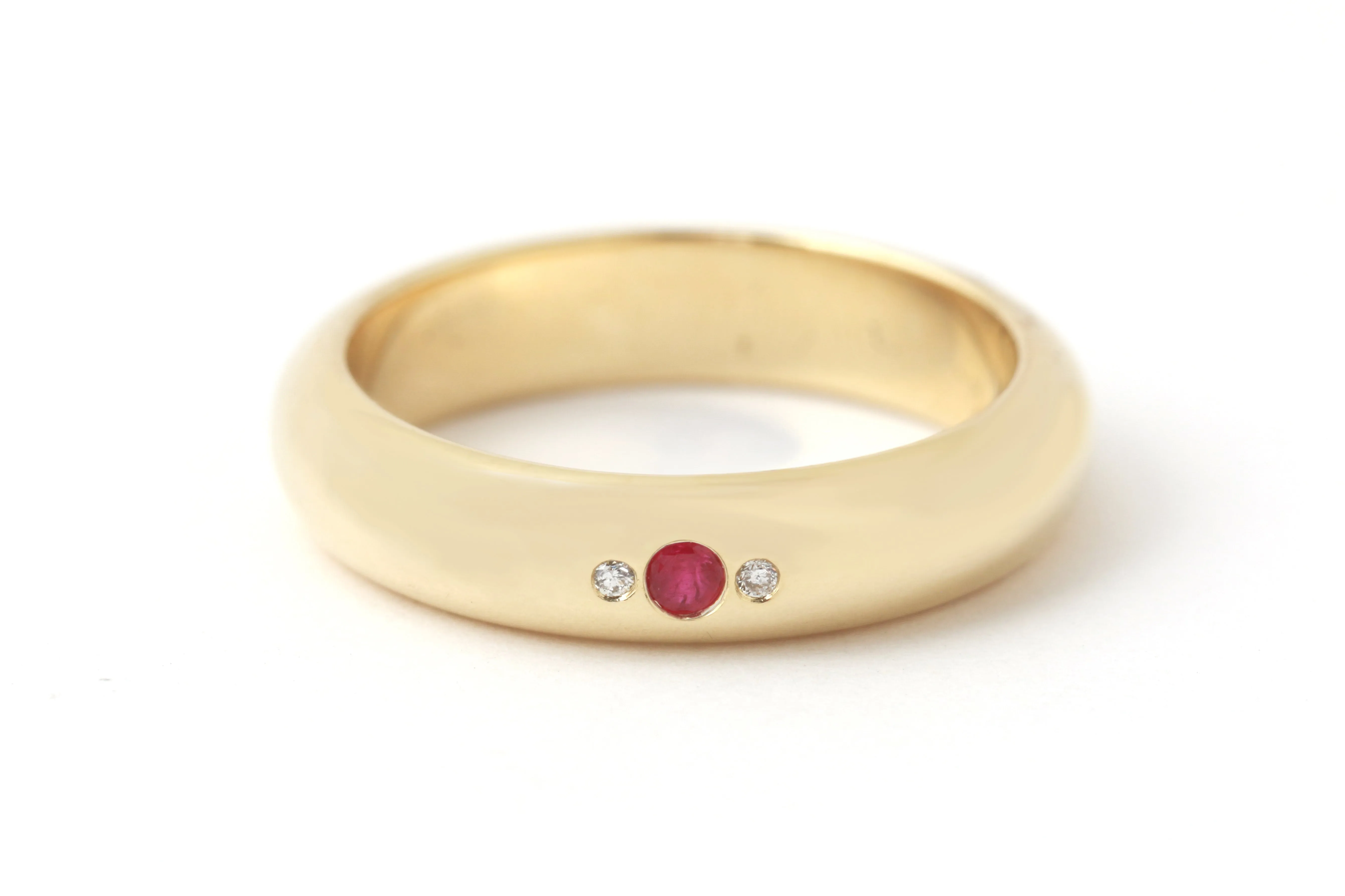 Flush Set Ruby Trifecta Ring sold by Melissa Joy Manning