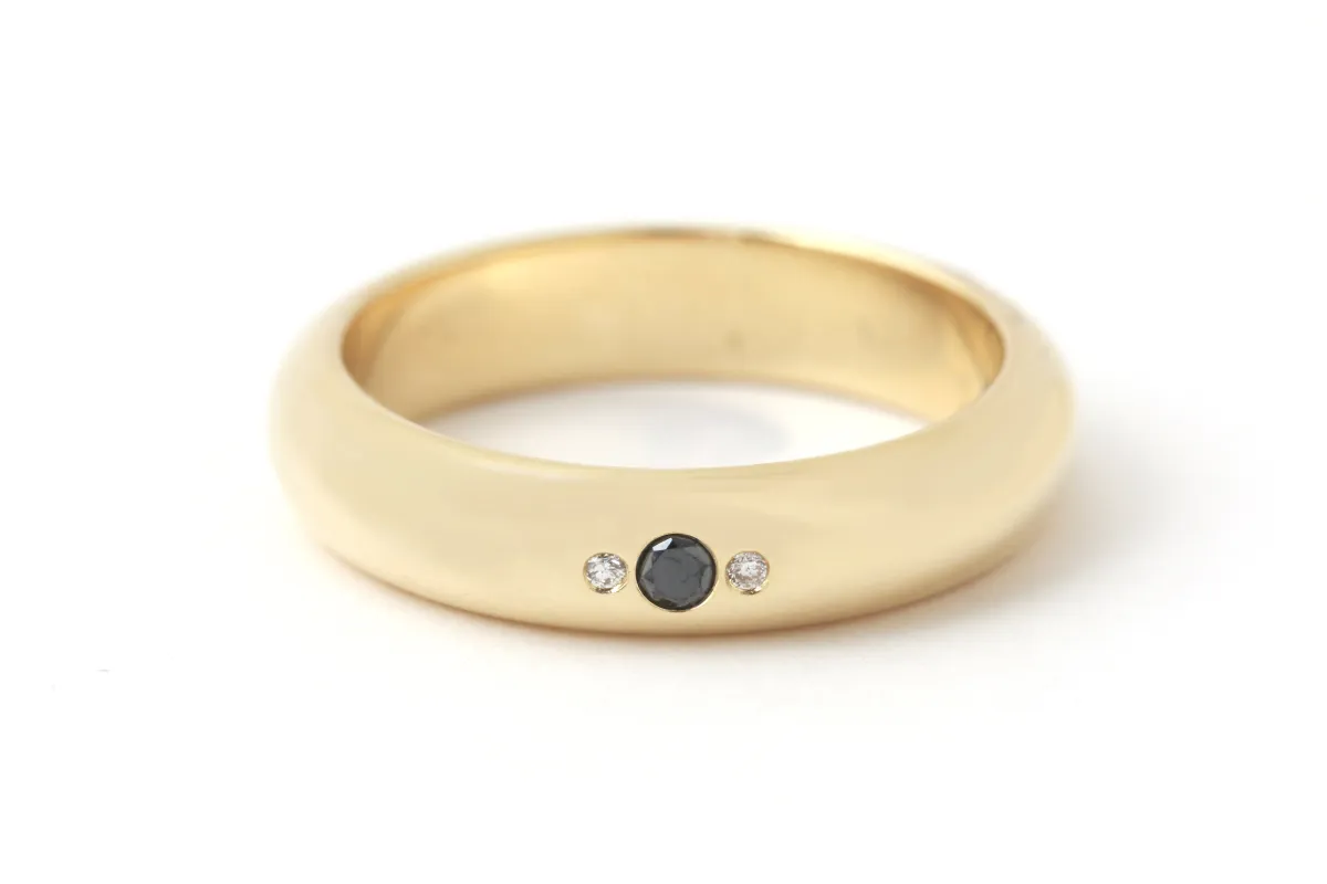 Flush Set Black and White Diamond Trifecta Ring sold by Melissa Joy Manning