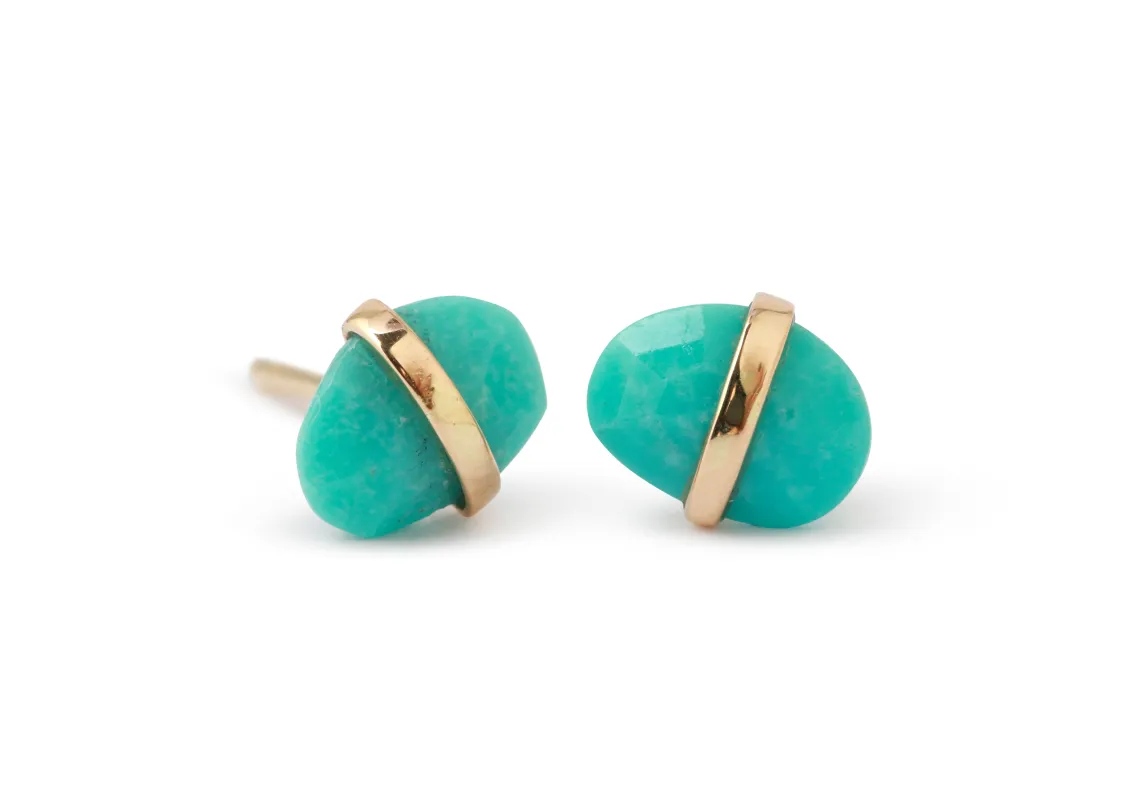 Bezel Wrapped Freeform Turquoise Stud Earrings sold by Melissa Joy Manning