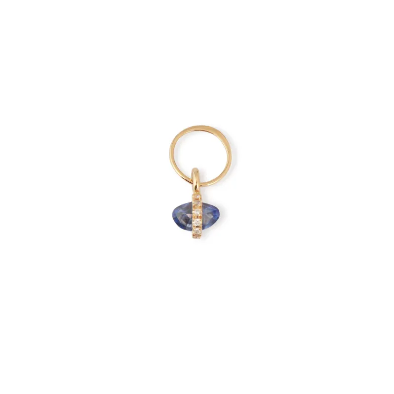 Micropave Bezel Wrapped Blue Sapphire Charm sold by Melissa Joy Manning