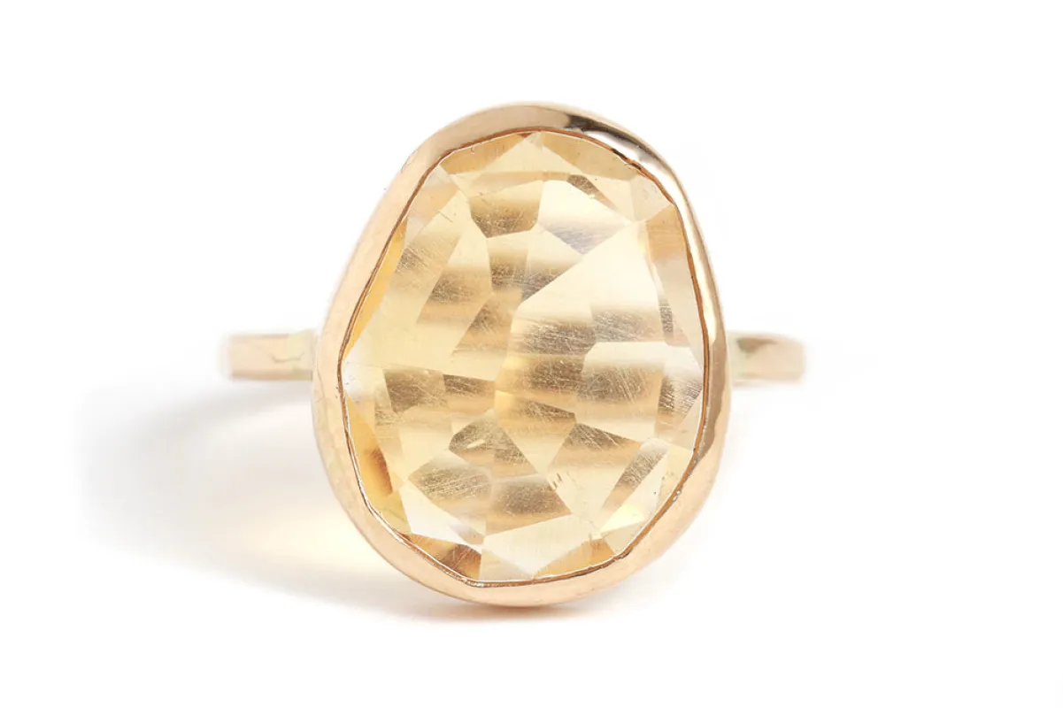 Extra large freeform Citrine cocktail ring sold by Melissa Joy Manning