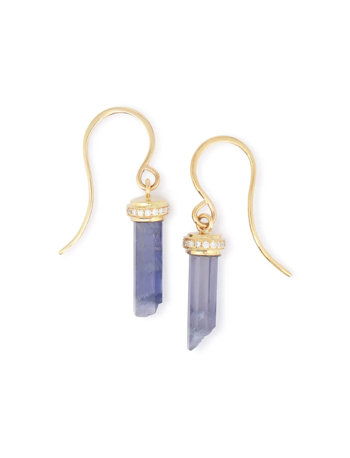 Iolite Cut Crystal Earring with Micropave Diamond Cap sold by Melissa Joy Manning