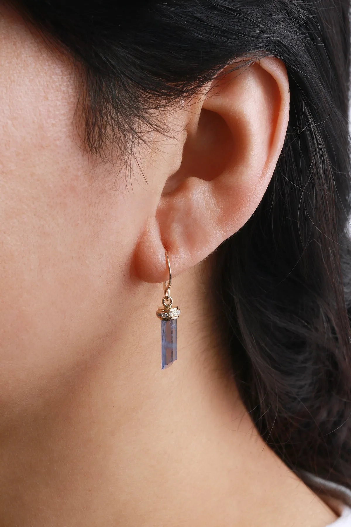 Iolite Cut Crystal Earring with Micropave Diamond Cap sold by Melissa Joy Manning product image thumbnail 2