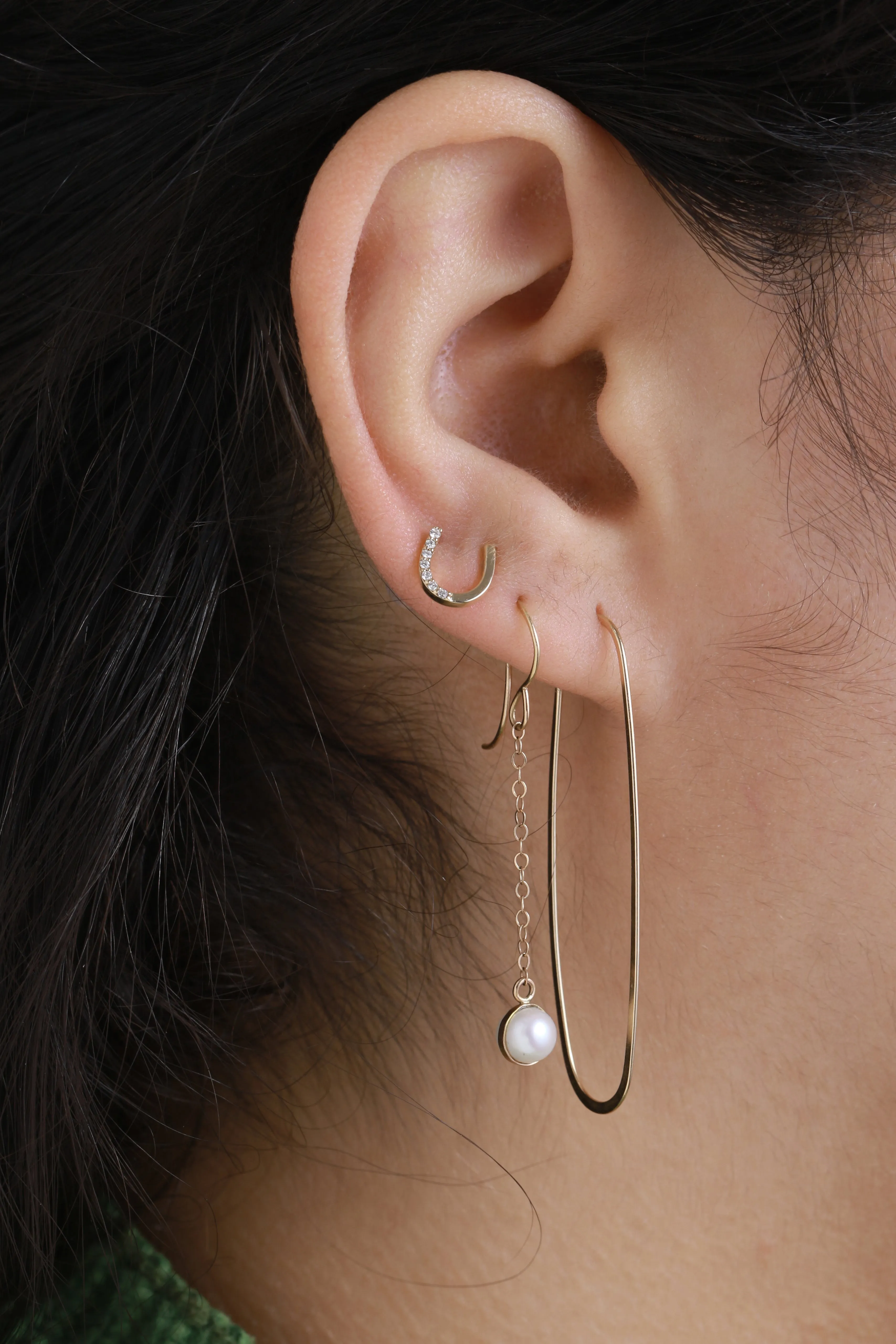 Chain Earrings with Bezel Wrapped Pearl Drops sold by Melissa Joy Manning product image thumbnail 2