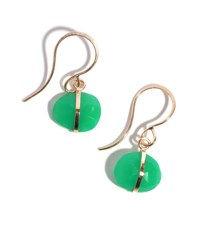 Bezel Wrapped Chrysoprase Drop Earrings sold by Melissa Joy Manning