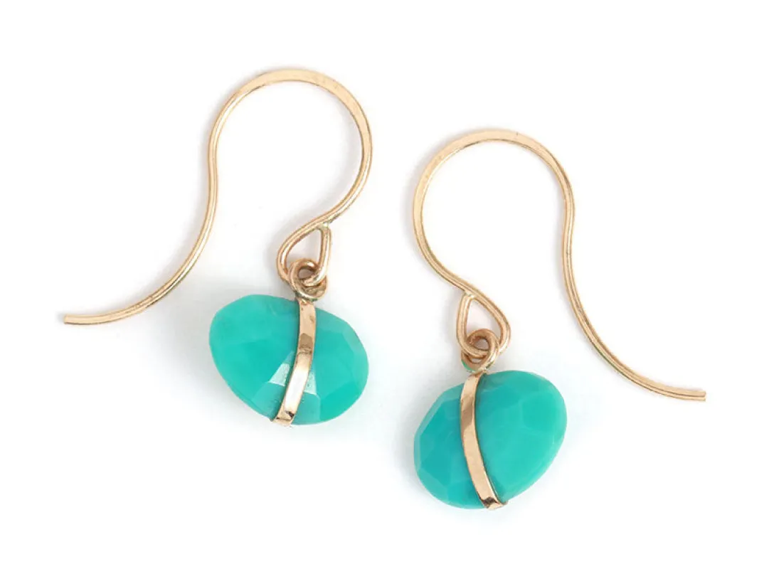 Bezel Wrapped Turquoise Drop Earrings sold by Melissa Joy Manning