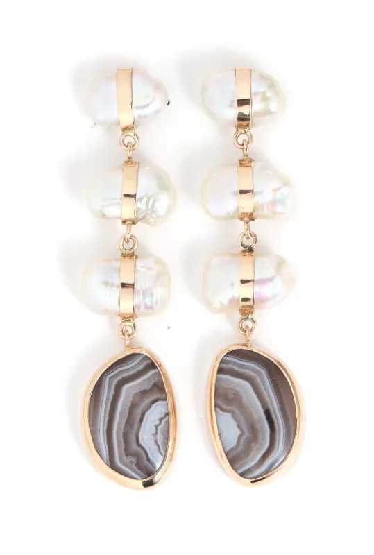 Pearl and Lace Agate Drop Earring sold by Melissa Joy Manning