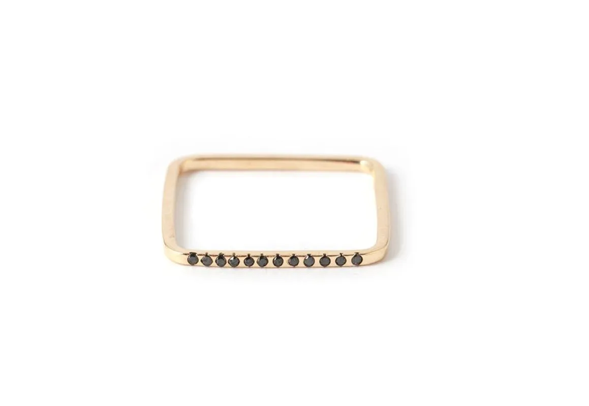 Black Pave Diamond Square Stacking Ring sold by Melissa Joy Manning