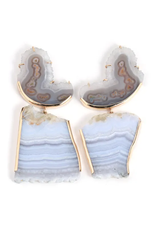 Quartz Chalcedony and Lace Agate Drop Earrings sold by Melissa Joy Manning